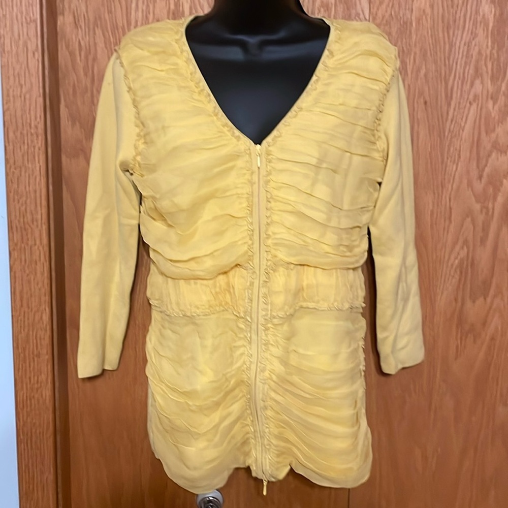 Doncaster silk sweater cardigan, yellow small S